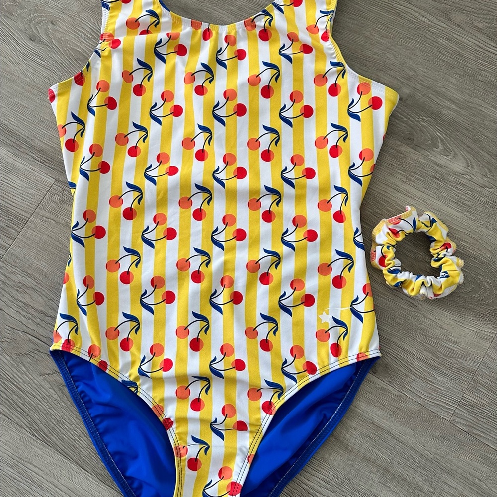 Destira Cherry Print leotard with Scrunchie